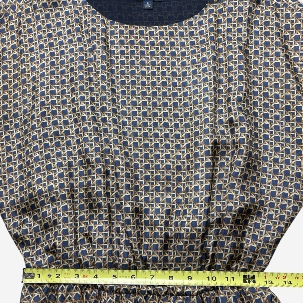 Brooks Brothers Pure Silk Rattan Geometric Print Dress Size 4 Silk Lined Belted - Picture 9 of 13